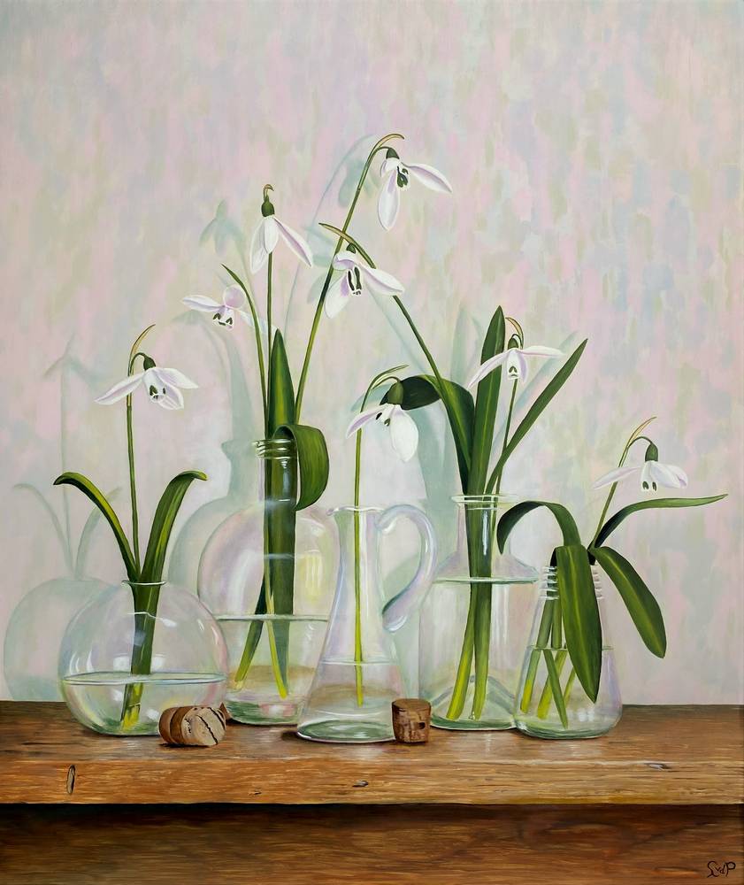 Snowdrops with glass